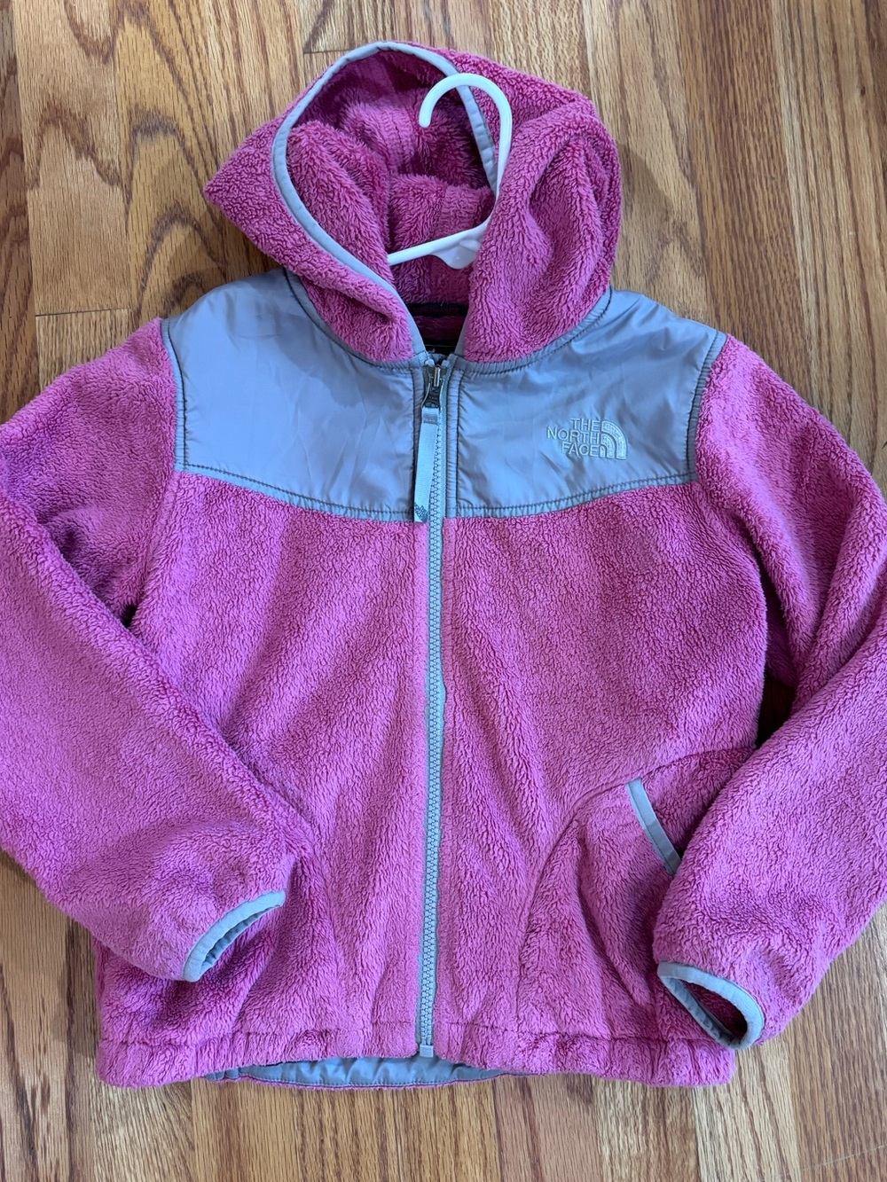 The North Face Girls' Pink Hooded Fleece Jacket Small